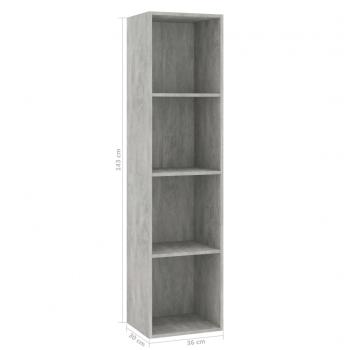 Bücherregal/TV-Schrank Betongrau 36x30x143 cm Holzwerkstoff