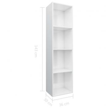 Bücherregal/TV-Schrank Hochglanz-Weiß 36x30x143cm Holzwerkstoff