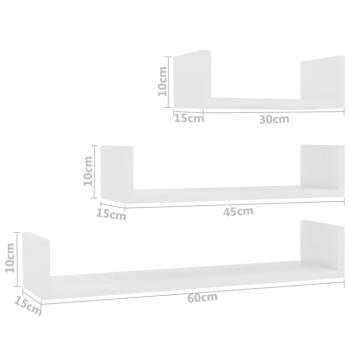 Wandregal 3 Stk. Hochglanz-Weiß Holzwerkstoff