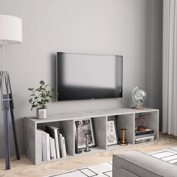 ARDEBO.de - Bücherregal/TV-Schrank Betongrau 143×30×36 cm