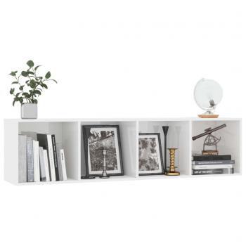 Bücherregal/TV-Schrank Hochglanz-Weiß 143×30×36 cm