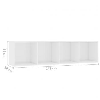 Bücherregal/TV-Schrank Hochglanz-Weiß 143×30×36 cm