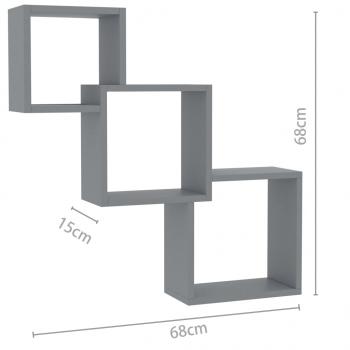 Cube Wandregale Grau 68x15x68 cm Holzwerkstoff