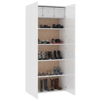 Schuhschrank Hochglanz-Weiß 80x35,5x180 cm Holzwerkstoff