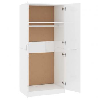 Kleiderschrank Hochglanz-Weiß 80x52x180 cm Holzwerkstoff