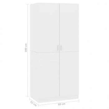 Kleiderschrank Hochglanz-Weiß 80x52x180 cm Holzwerkstoff