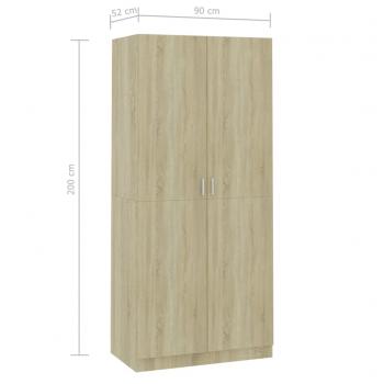 Kleiderschrank Sonoma-Eiche 90x52x200 cm Holzwerkstoff