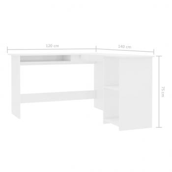 Eckschreibtisch in L-Form Hochglanz-Weiß 120x140x75 cm