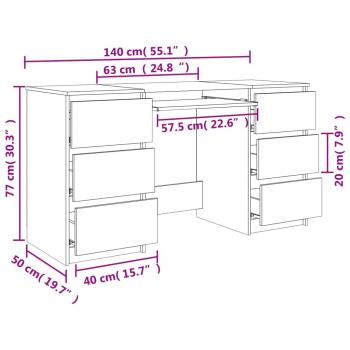 Schreibtisch Betongrau 140x50x77 cm Holzwerkstoff