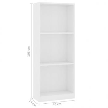 Bücherregal 3 Fächer Weiß 40x24x109 cm Holzwerkstoff