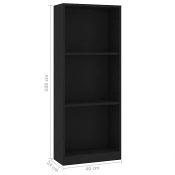 Bücherregal 3 Fächer Schwarz 40x24x109 cm Holzwerkstoff