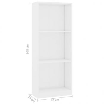 Bücherregal 3 Fächer Hochglanz-Weiß 40x24x109 cm Holzwerkstoff