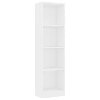 Bücherregal 4 Fächer Hochglanz-Weiß 40x24x142 cm Holzwerkstoff