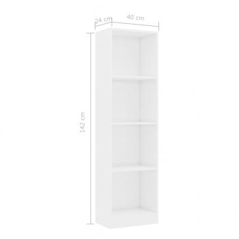 Bücherregal 4 Fächer Hochglanz-Weiß 40x24x142 cm Holzwerkstoff