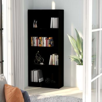 ARDEBO.de - Bücherregal 4 Fächer Schwarz 60x24x142 cm Holzwerkstoff