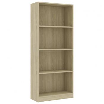 Bücherregal 4 Fächer Sonoma-Eiche 60x24x142 cm Holzwerkstoff