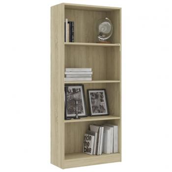 Bücherregal 4 Fächer Sonoma-Eiche 60x24x142 cm Holzwerkstoff