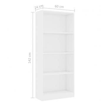 Bücherregal 4 Fächer Hochglanz-Weiß 60x24x142 cm Holzwerkstoff