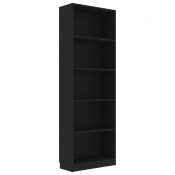 Bücherregal 5 Fächer Schwarz 60x24x175 cm Holzwerkstoff