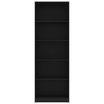 Bücherregal 5 Fächer Schwarz 60x24x175 cm Holzwerkstoff