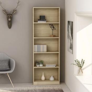 ARDEBO.de - Bücherregal 5 Fächer Sonoma-Eiche 60x24x175 cm Holzwerkstoff