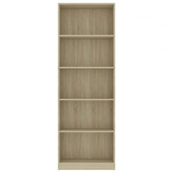 Bücherregal 5 Fächer Sonoma-Eiche 60x24x175 cm Holzwerkstoff