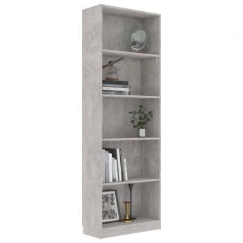 Bücherregal 5 Fächer Betongrau 60x24x175 cm Holzwerkstoff