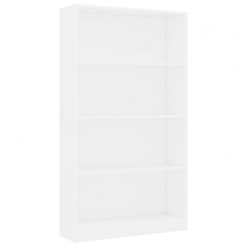 Bücherregal 4 Fächer Weiß 80x24x142 cm Holzwerkstoff