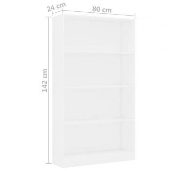 Bücherregal 4 Fächer Weiß 80x24x142 cm Holzwerkstoff