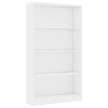 Bücherregal 4 Fächer Hochglanz-Weiß 80x24x142 cm Holzwerkstoff