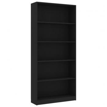 Bücherregal 5 Fächer Schwarz 80x24x175 cm Holzwerkstoff