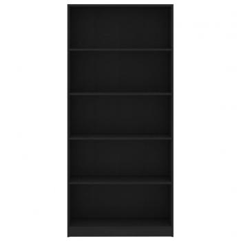 Bücherregal 5 Fächer Schwarz 80x24x175 cm Holzwerkstoff