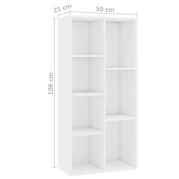 Bücherregal Hochglanz-Weiß 50x25x106 cm Holzwerkstoff