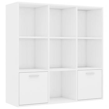 Bücherregal Hochglanz-Weiß 98x30x98 cm Holzwerkstoff