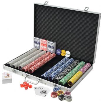 Poker Set mit 1.000 Laserchips Aluminium