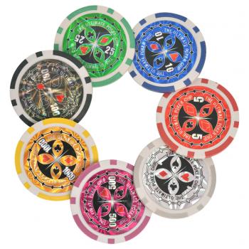 Kombiniertes Poker/Blackjack Set mit 600 Laserchips Aluminium