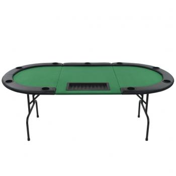 9-Spieler Poker Falttisch 3-fach Faltbar Oval Grün 