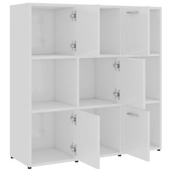 Bücherregal Hochglanz-Weiß 90x30x90 cm Holzwerkstoff