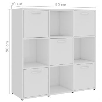 Bücherregal Hochglanz-Weiß 90x30x90 cm Holzwerkstoff