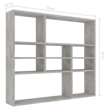 Wandregal Betongrau 90x16x78 cm Holzwerkstoff