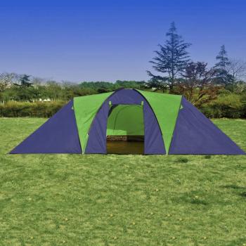 Campingzelt 9 Personen Stoff Blau/Grün