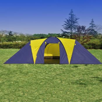 Camping-Zelt Stoff 9 Personen Blau und Gelb