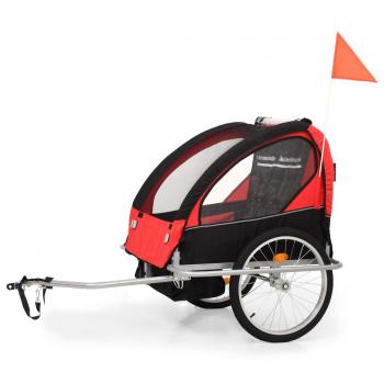 2-in-1 Fahrradanhänger und Kinderwagen Schwarz und Rot