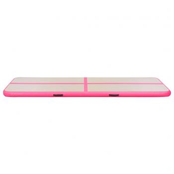 Aufblasbare Gymnastikmatte mit Pumpe 400x100x10 cm PVC Rosa