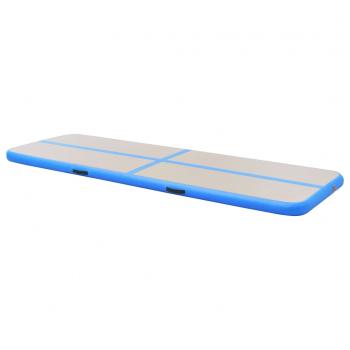 Aufblasbare Gymnastikmatte mit Pumpe 400x100x10 cm PVC Blau