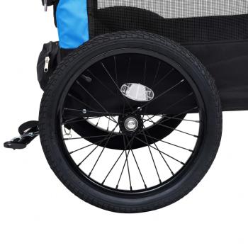 2-in-1 Fahrradanhänger für Hunde und Buggy Blau und Schwarz