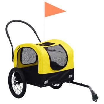 2-in-1 Fahrradanhänger für Hunde und Buggy Gelb und Schwarz