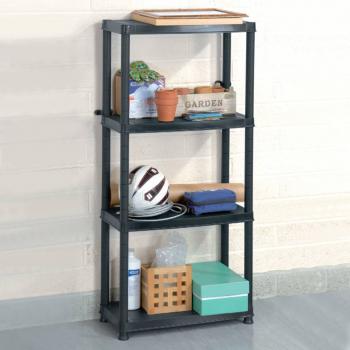 ARDEBO.de - Lagerregal 4-Tier Schwarz 61x30,5x130 cm Kunststoff 