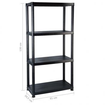 Lagerregal 4-Tier Schwarz 61x30,5x130 cm Kunststoff 