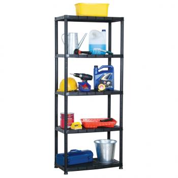 ARDEBO.de - Lagerregal 5-Tier Schwarz 71x38x170 cm Kunststoff 